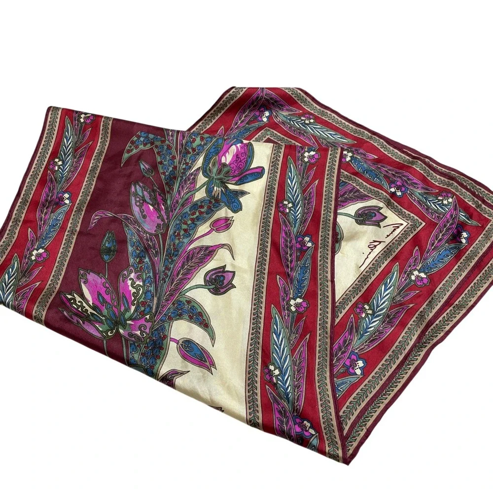 Anne Klein Scarf 100%‎ Silk 15 x 60 Floral Vintage (small pull)